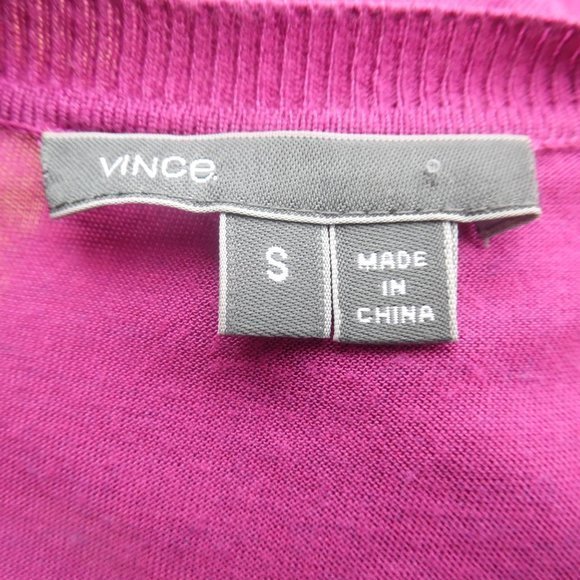 Vince V Neck Sleeveless Fuchsia Bright Purple Tee‎ Tank Top Knit Blouse Small - Picture 8 of 8